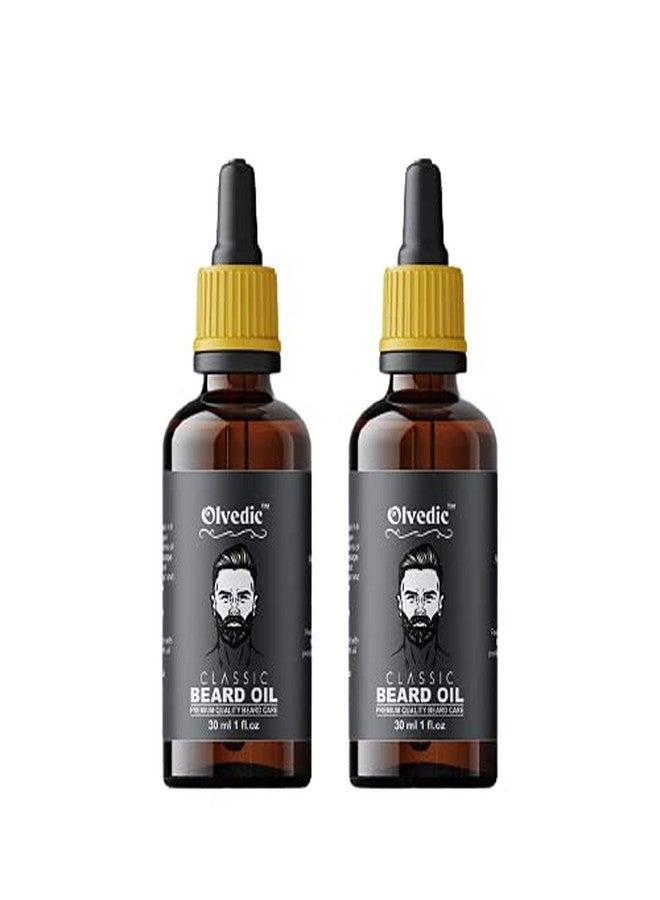Olvedic New Classic Beard Growth Oil -Suitable for Patchy beard Hair Oil- Pack of 2 (30 ml Each) - Image 1